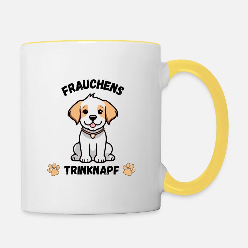Frauchens Trinknapf - Tasse zweifarbig - Weiß/Gelb