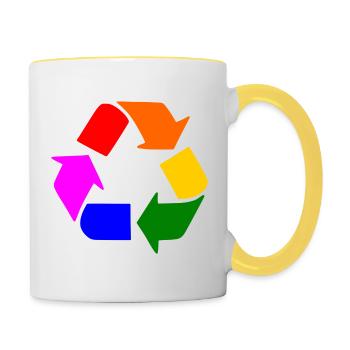 Signe lgbt de paix - signe de paix - Mug contrasté - blanc/jaune - Droite