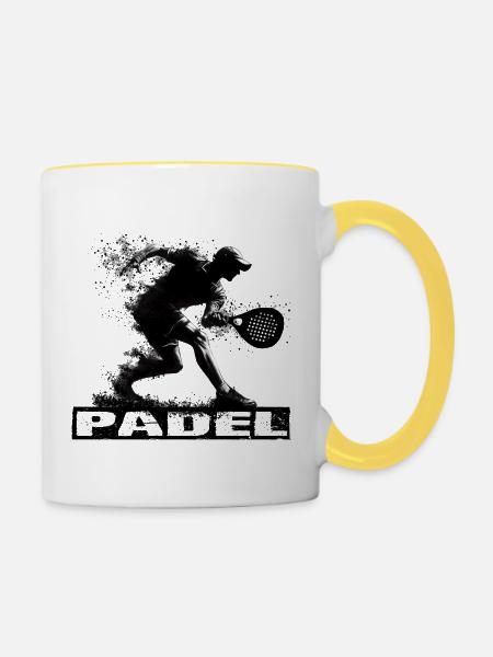 Padel - Tasse zweifarbig - Weiß/Gelb