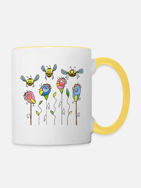 Insekten - Tasse zweifarbig - Weiß/Gelb