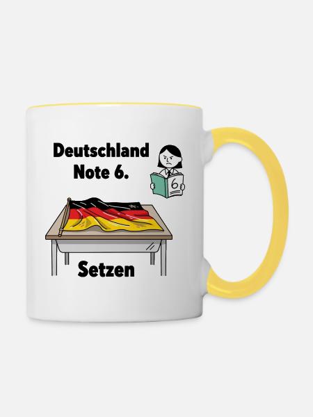 Deutschland Note 6 - Tasse zweifarbig - Weiß/Gelb
