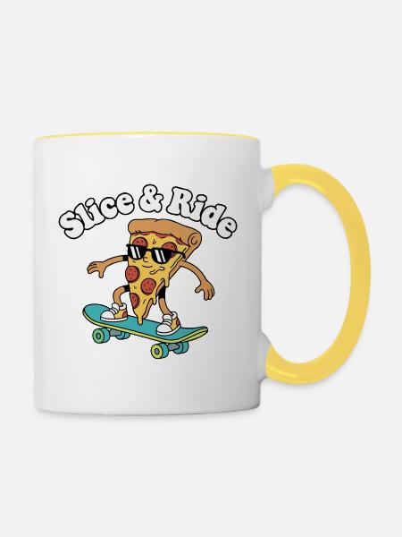 Slice & Ride Skatepizza - Tasse zweifarbig - Weiß/Gelb