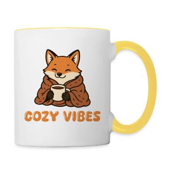 Fuchs Cozy Vibes - Tasse zweifarbig - Weiß/Gelb - Rechts