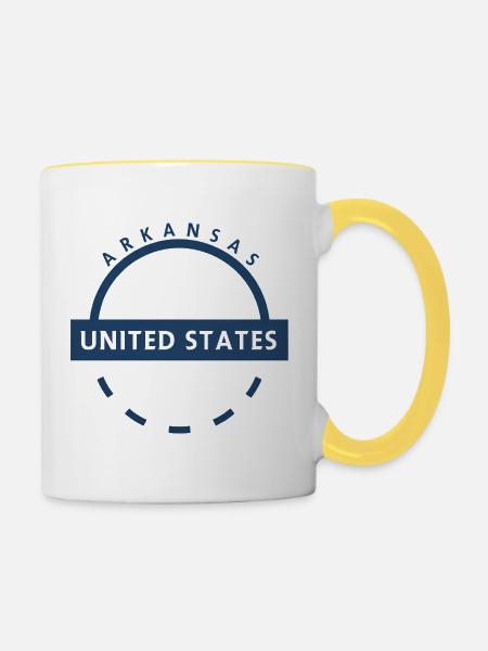 Arkansas USA Emblem - Tasse zweifarbig - Weiß/Gelb