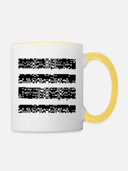 Fehlerhafte pixelige Linien - Tasse zweifarbig - Weiß/Gelb