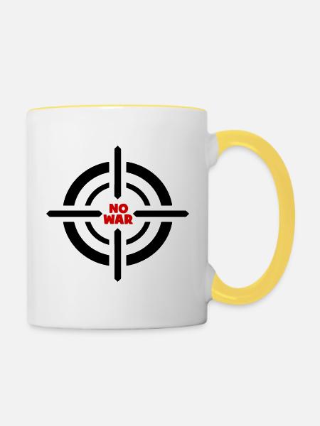 Kein Kriegsemblem - Tasse zweifarbig - Weiß/Gelb