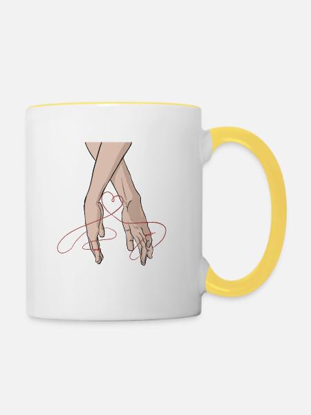 hand_in_hand - Tasse zweifarbig - Weiß/Gelb