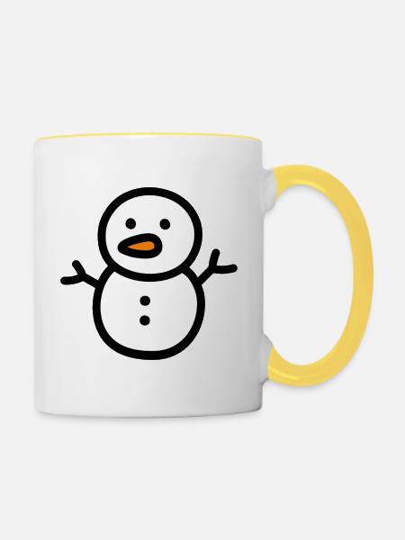 Schneemann - Tasse zweifarbig - Weiß/Gelb