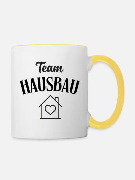 Team Hausbau - Tasse zweifarbig - Weiß/Gelb