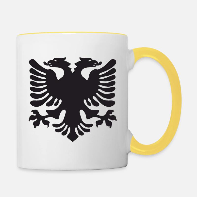 Double Eagle Silhouette Albania - Contrasting Mug - white/yellow