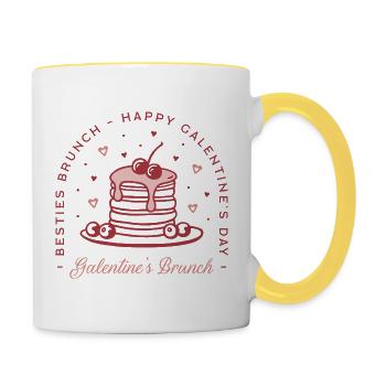 Esthétique du brunch de la Saint-Valentin pour les meilleures amies de Galentine - Mug contrasté - blanc/jaune - Droite