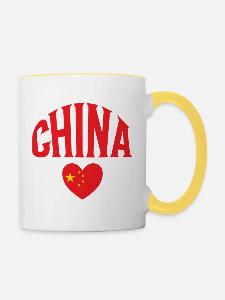 China - Tasse zweifarbig - Weiß/Gelb
