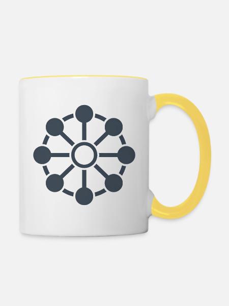 Zentraler Netzstern - Tasse zweifarbig - Weiß/Gelb