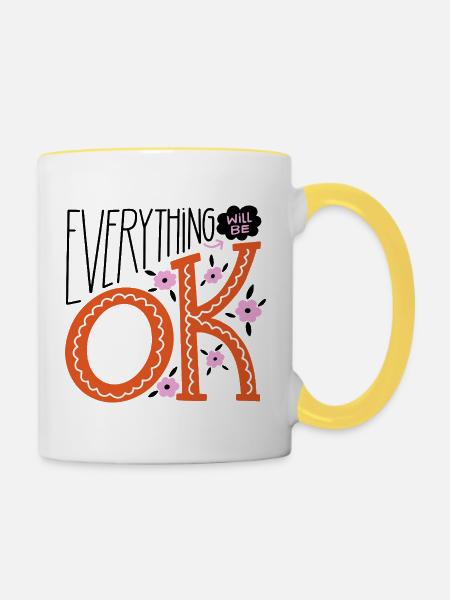 Alles wird gut – Motivierendes Statement-Design - Tasse zweifarbig - Weiß/Gelb