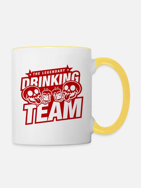 Drinking Team Skelett Bier - Tasse zweifarbig - Weiß/Gelb