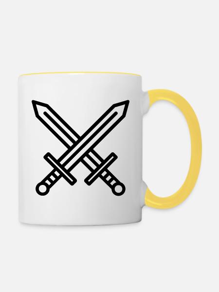 Schwerter - Tasse zweifarbig - Weiß/Gelb