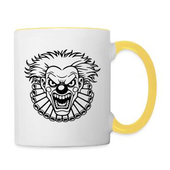 Böser Clown - Tasse zweifarbig - Weiß/Gelb - Rechts