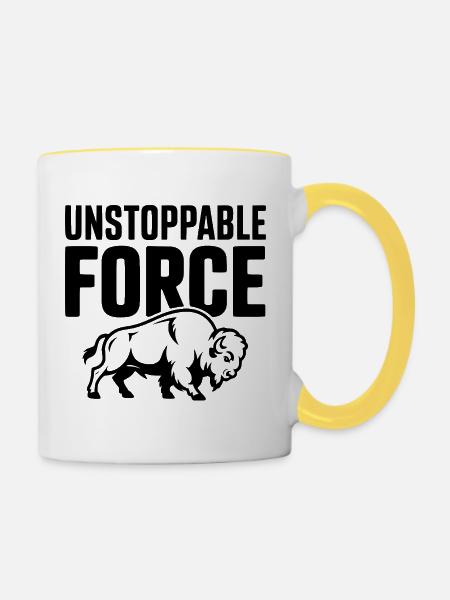 Unaufhaltsame Kraft - Tasse zweifarbig - Weiß/Gelb