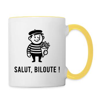 Hallo biloute - Tasse zweifarbig - Weiß/Gelb - Rechts