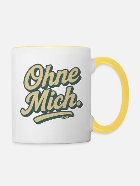Ohne Mich Retro Script - Tasse zweifarbig - Weiß/Gelb