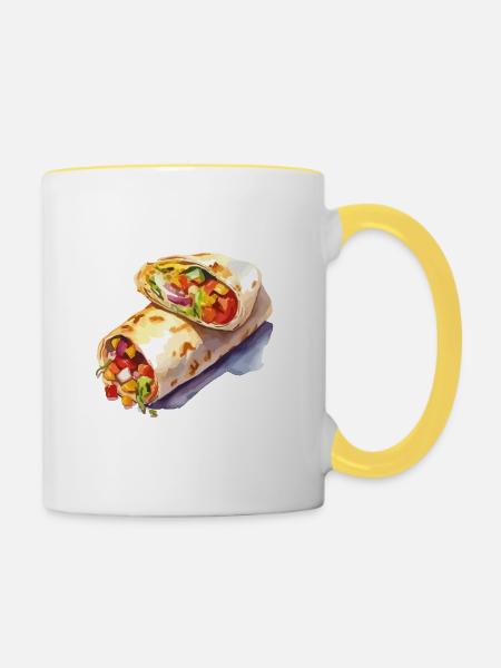 Bunter Gemüse-Wrap Illustration - Tasse zweifarbig - Weiß/Gelb