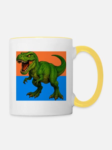 Dinosaurier - Tasse zweifarbig - Weiß/Gelb