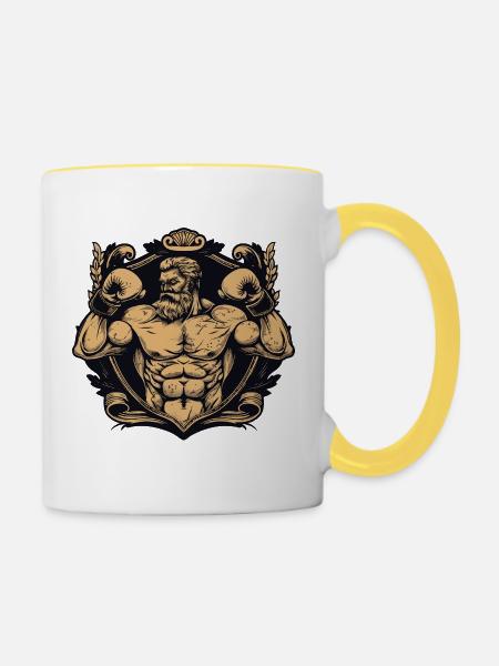 Kämpfer Boxer MMA - Tasse zweifarbig - Weiß/Gelb