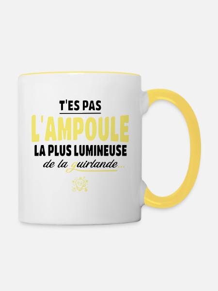 Du bist nicht die hellste Glühbirne - Tasse zweifarbig - Weiß/Gelb