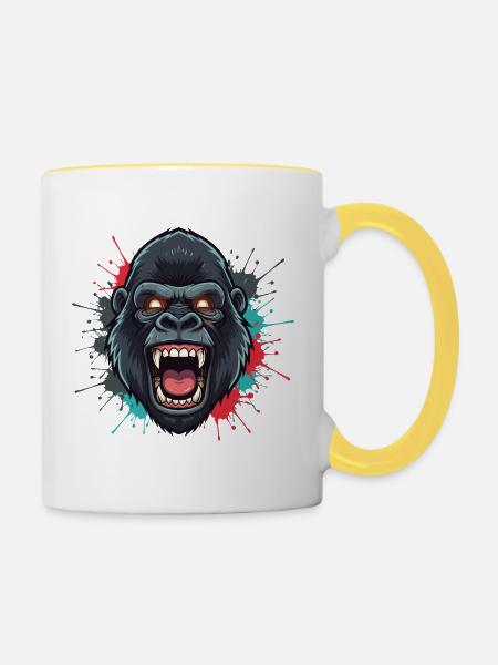 Ape Roar Farbexplosion - Tasse zweifarbig - Weiß/Gelb