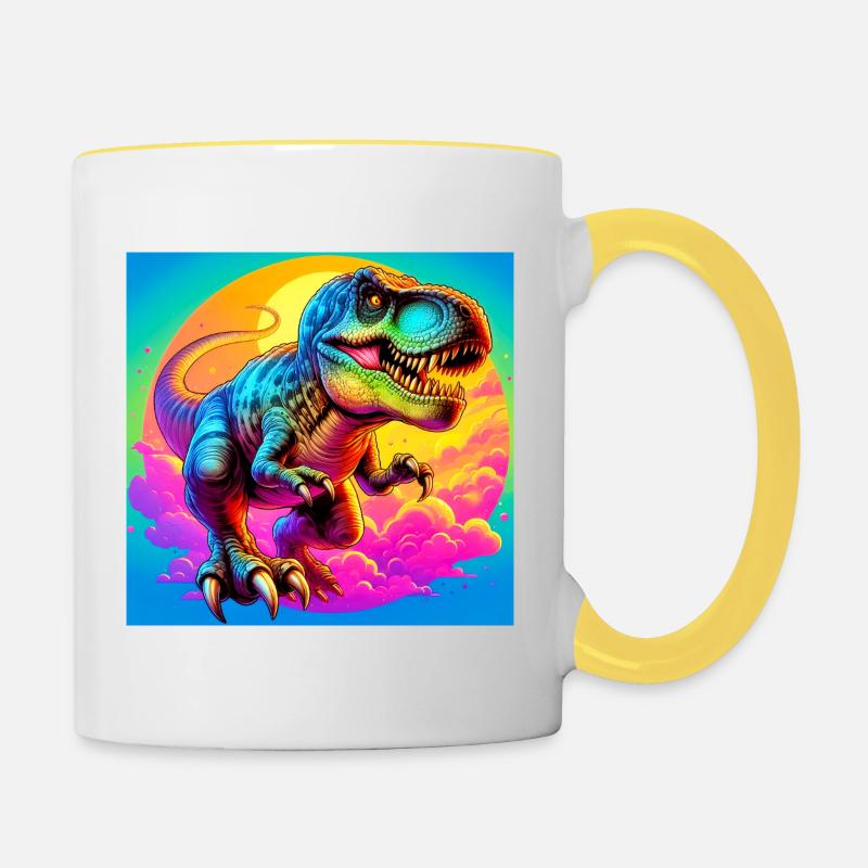 dinosaur - Contrasting Mug - white/yellow