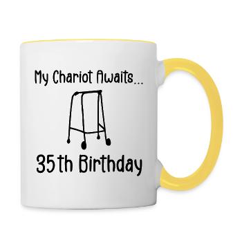 35. Geburtstagsparty Lustiger Geburtstag für 35 Jahre - Tasse zweifarbig - Weiß/Gelb - Rechts