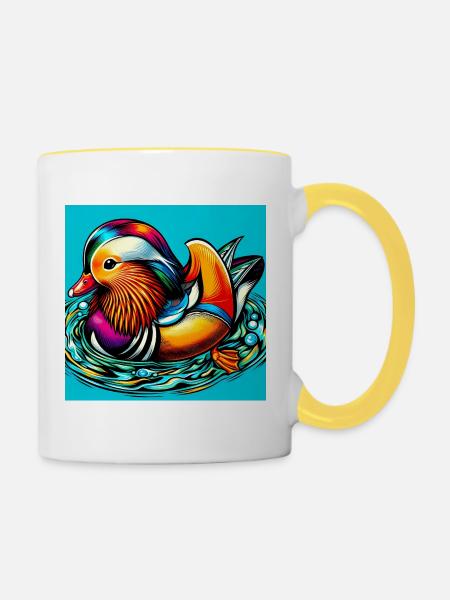 Mandarinente - Tasse zweifarbig - Weiß/Gelb