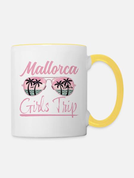 Mallorca, Girls Trip - Tasse zweifarbig - Weiß/Gelb