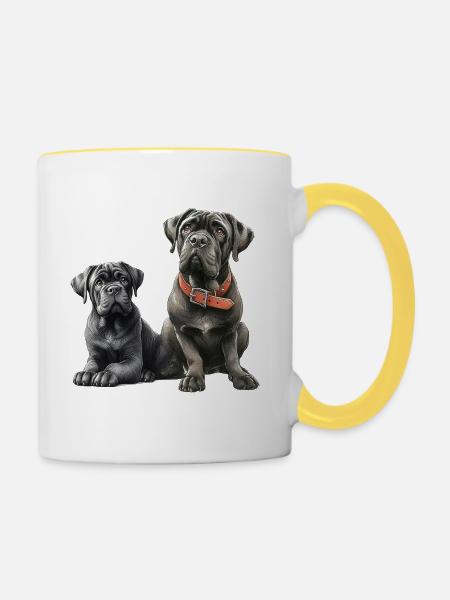 Freundschaft - Tasse zweifarbig - Weiß/Gelb