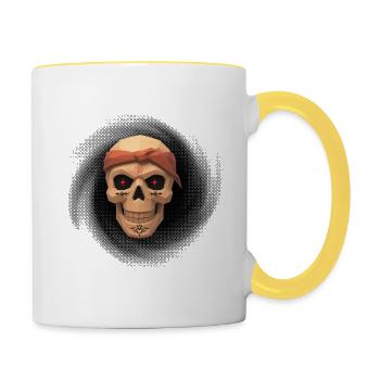Black hole thug skull t-shirt design. - Contrasting Mug - white/yellow - Right