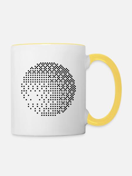 Kreis-aus-Punkte-Design - Tasse zweifarbig - Weiß/Gelb