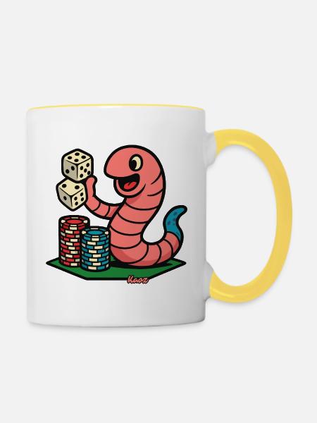 Krabbe am Würfelglück - Tasse zweifarbig - Weiß/Gelb