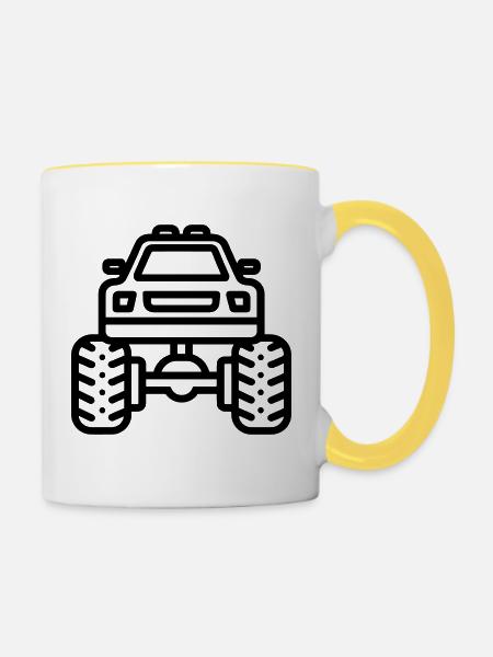Monstertruck - Tasse zweifarbig - Weiß/Gelb