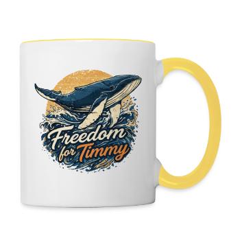Freedom for Timmy - Whale vintage sundowner - Contrasting Mug - white/yellow - Right