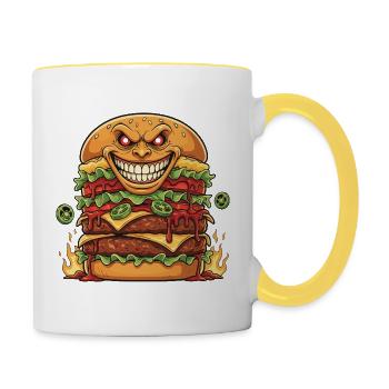 Flammenburger Dämon - Tasse zweifarbig - Weiß/Gelb - Rechts