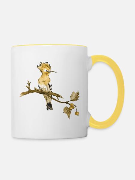 Bunter Vogel - Tasse zweifarbig - Weiß/Gelb