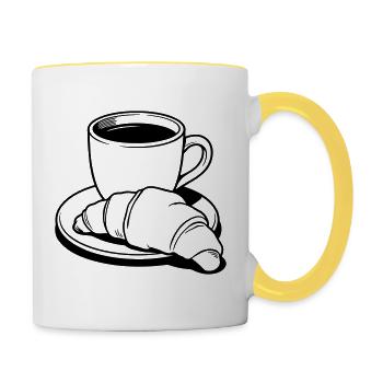 coffee croissant - Contrasting Mug - white/yellow - Right
