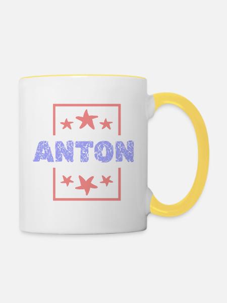 Anton - Tasse zweifarbig - Weiß/Gelb
