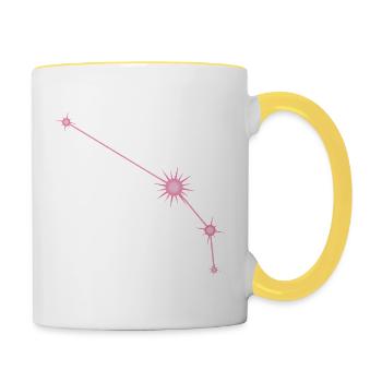Widderstern Sternbild Tierkreiszeichen Pastellrosa - Tasse zweifarbig - Weiß/Gelb - Rechts