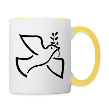 Colombe de la Paix – Symbole de la Paix et de l’Espoir - Mug contrasté - blanc/jaune - Droite
