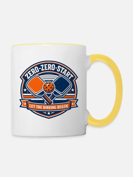 Zero-Zero-Start Trinkbadge - Tasse zweifarbig - Weiß/Gelb