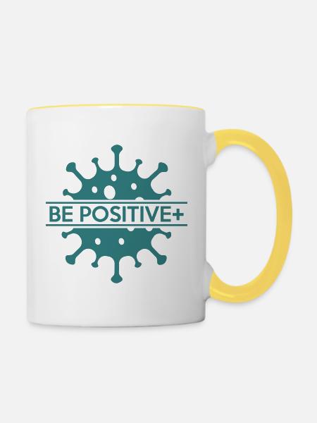 Seien Sie positiv - Tasse zweifarbig - Weiß/Gelb