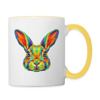 Colorful Geometric Rabbit Bunny Pop Art - Contrasting Mug - white/yellow - Right