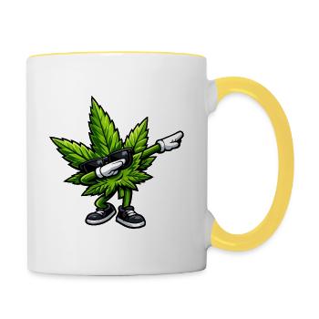 Tamponnement du cannabis - Mug contrasté - blanc/jaune - Droite