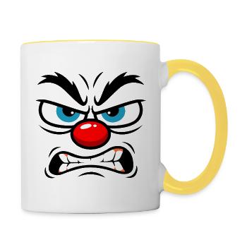 Caricature du cirque enragé - Mug contrasté - blanc/jaune - Droite